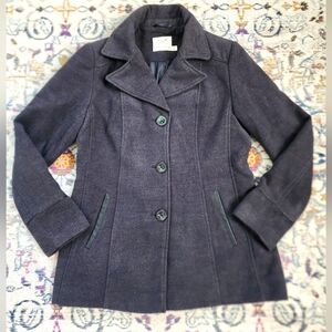 Faded Glory, Women's Grey/Black Button Up Pea Coat Wide Collard Y2K, sz MD (8/10